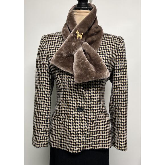 Vintage Evan Picone Womens Blazer Jacket 8 P Wool Blend Equestrian Houndstooth - Picture 4 of 9